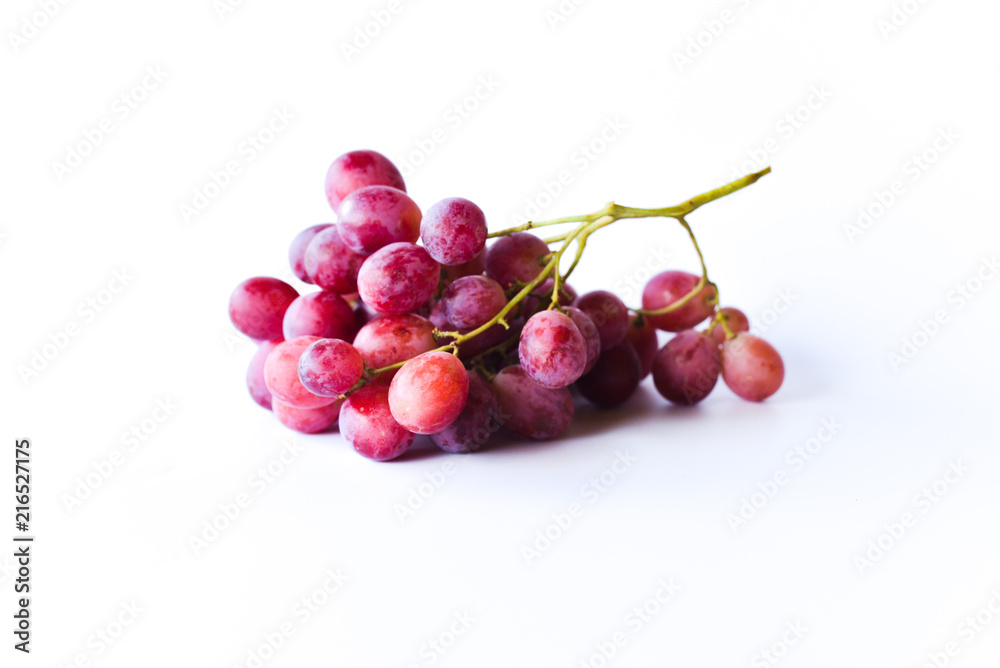 red grapes isolated on white background. selective focus.