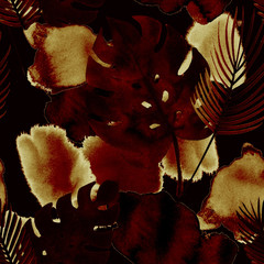 Fototapete Eklektische Muster Botanisches Monstera Muster im Bohostil  © graficanto
