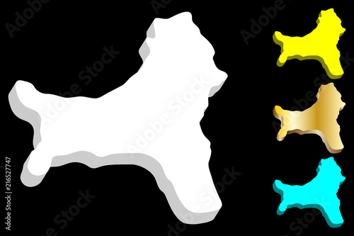 3D map of Christmas Island (Territory of Christmas Island, Australian external territory) - white, yellow, blue and gold - vector illustration