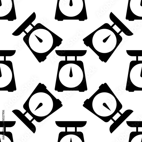 Kitchen Weight Scale Icon Seamless Pattern