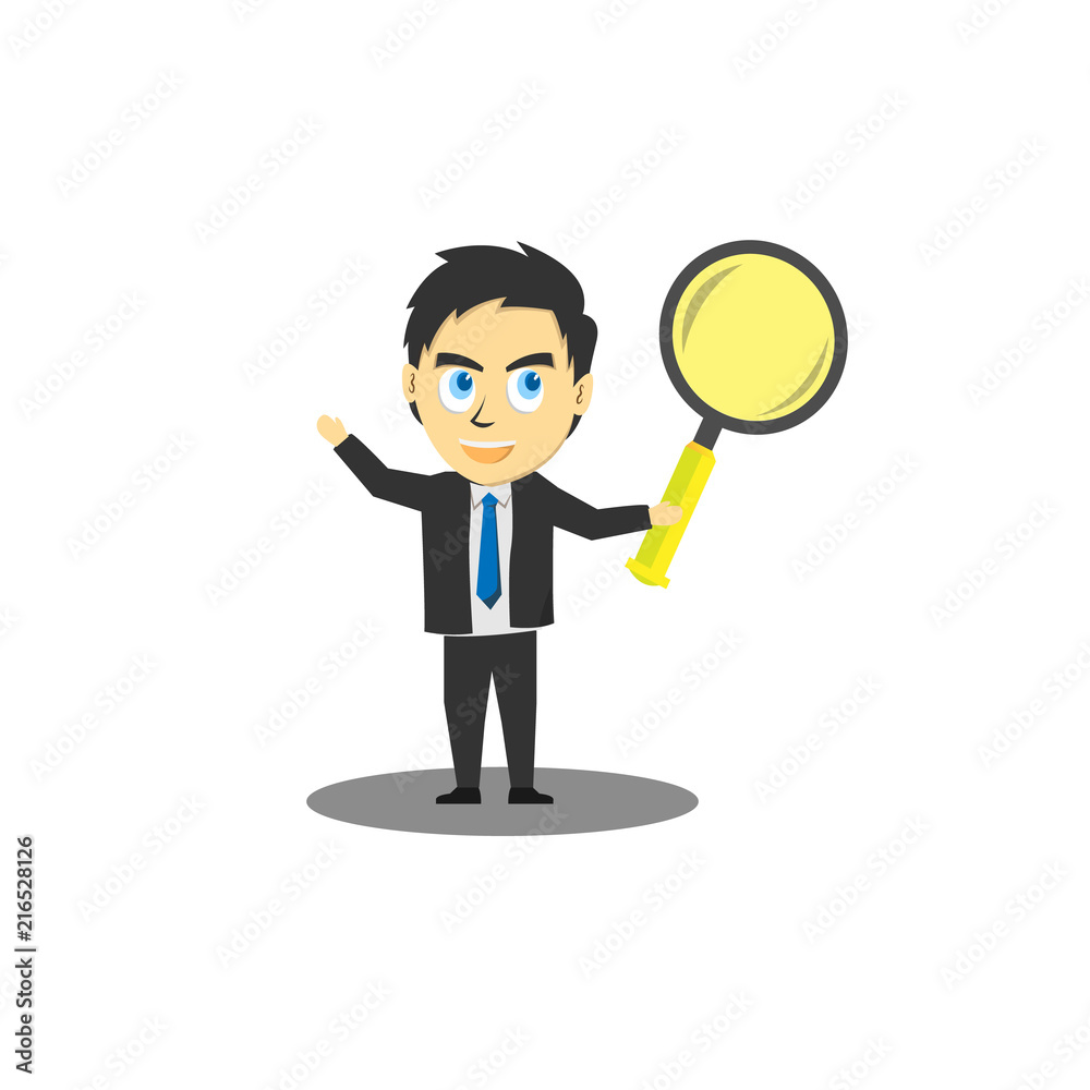 businessman analyze the economic growth development illustration use magnifying glass tool businessman analyze the economic growth development illustration use magnifying glass tool