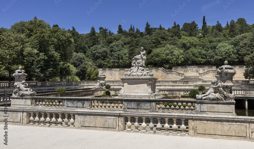 The garden jardin de la Fontaine in Nimes. Gard, Provence, France, Europe