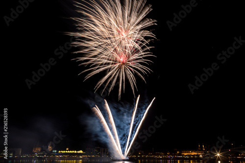 Firework over the rhine river photo