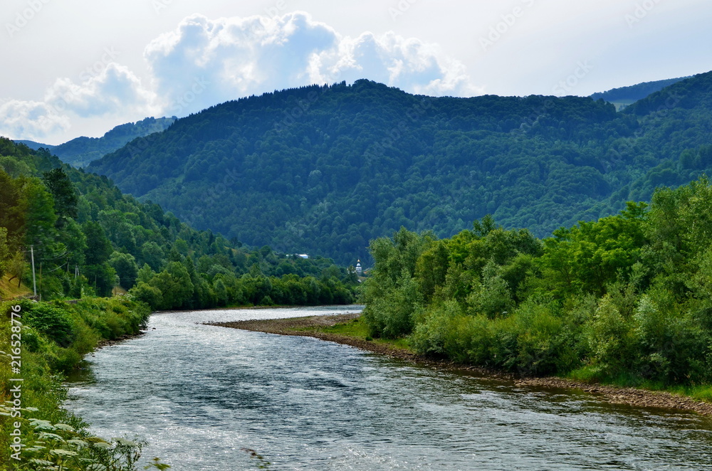 Mountain river in the Ukrainian Carpathians