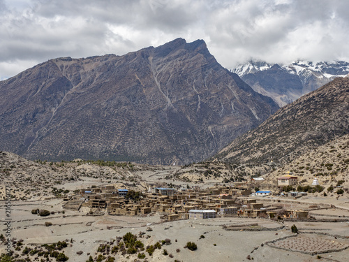 View on the Annapurna Mountain Range from Manang Valley on Annapruna Circuit