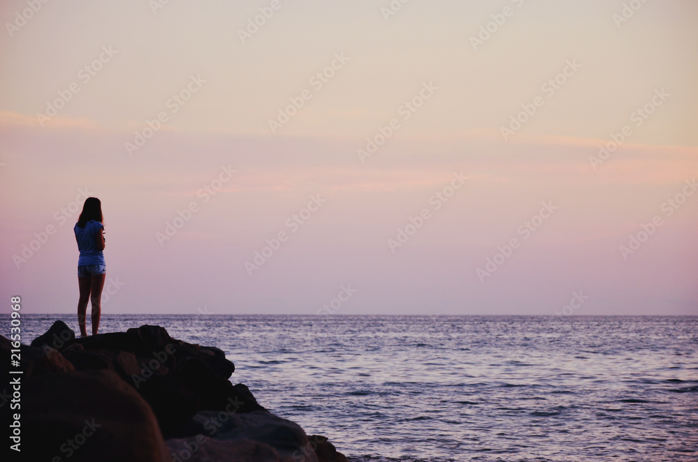 Landscape, sunset on the sea