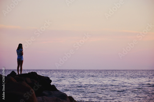 Landscape, sunset on the sea