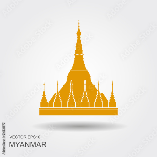 Shwedagon Pagoda in Yangon, Myanma symbol icon