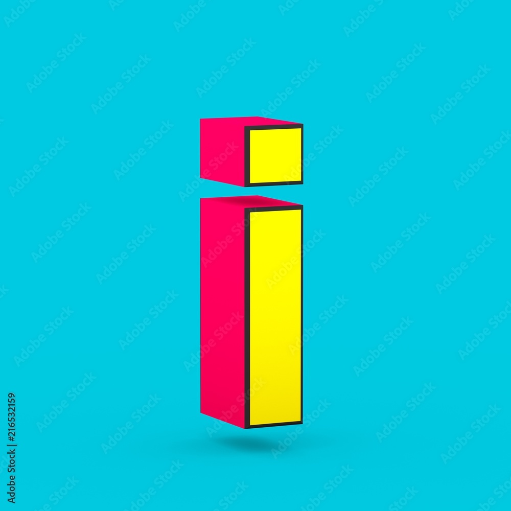 Superhero red and yellow letter I lowercase isolated on blue background. Superhero red and yellow letter I lowercase isolated on blue background.
