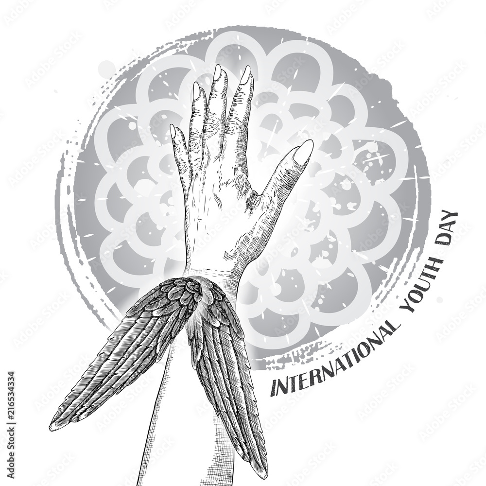 International Youth day design on annual 12 August celebration. Hand drawn sketch concept. Design of friendship day. Friends day. Vector. International Youth day design on annual 12 August celebration. Hand drawn sketch concept. Design of friendship day. Friends day. Vector.