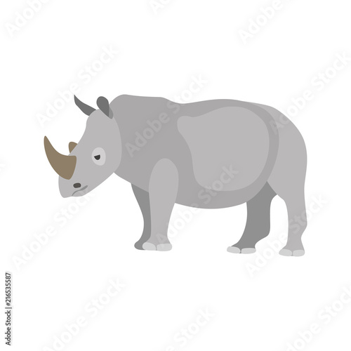 Rhinoceros color vector icon. Flat design