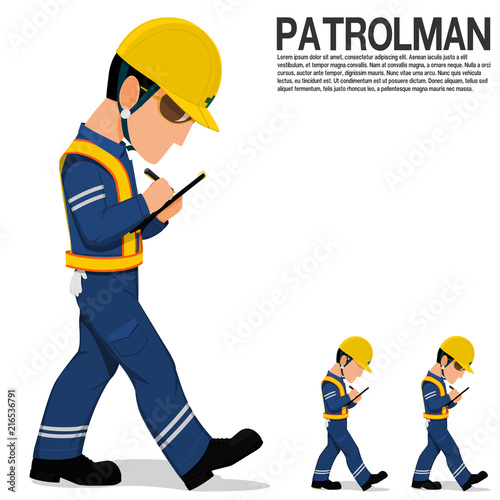 An inspector is patrolling on transparent background
