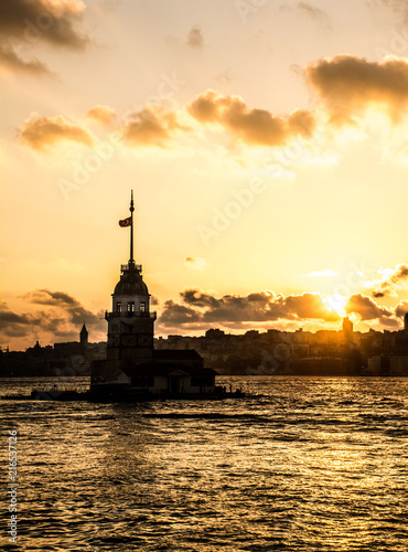 maiden's tower sunset in istanbul