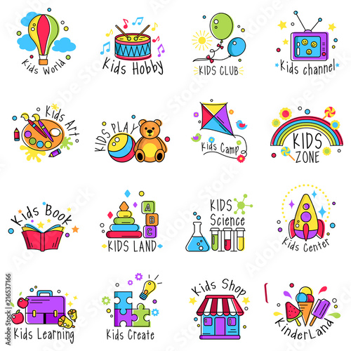 Kids logo vector set
