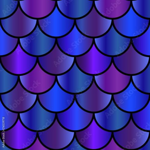Mermaid purple and blue scales seamless pattern