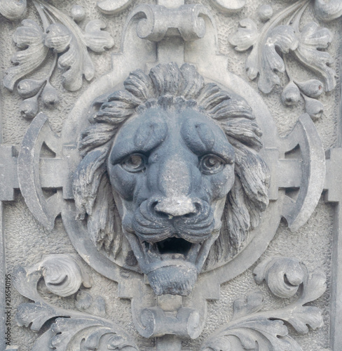 close-up. stone lion decor element