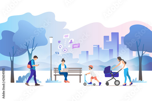 City park. Vector illustration.