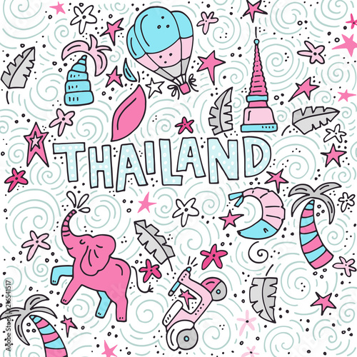 Thailand Symbols Illustration © faveteart