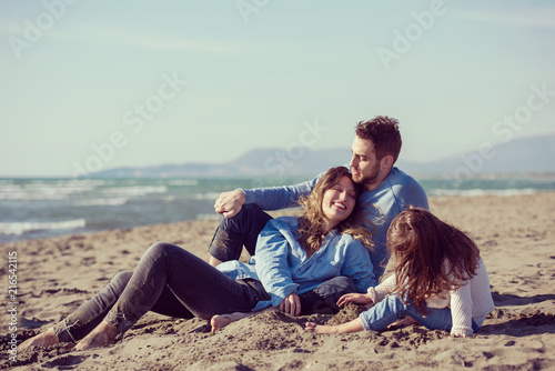 Young family enjoying vecation during autumn