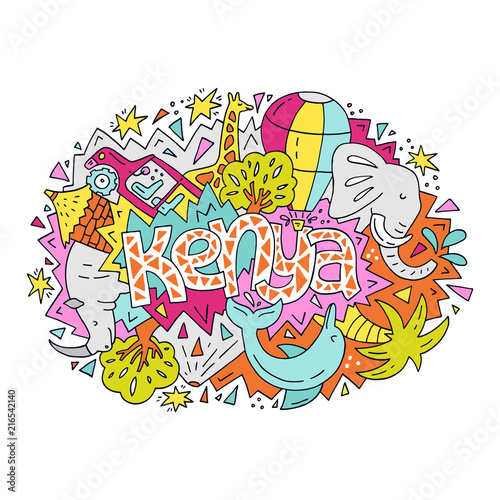 The bright Kenya symbols illustration