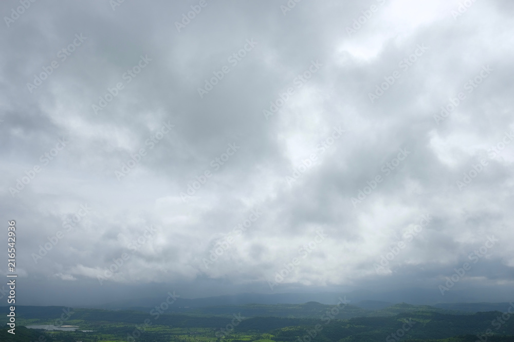 Lush green monsoon nature landscape mountains, hills, Purandar, Pune, Maharashtra, India Lush green monsoon nature landscape mountains, hills, Purandar, Pune, Maharashtra, India