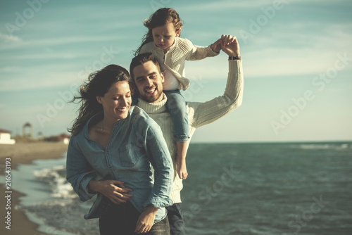 Young family enjoying vecation during autumn