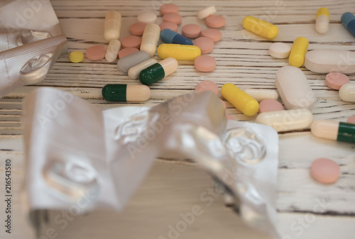 Wallpaper Mural Drug addiction and chemsex illustration with syringe and pills Torontodigital.ca