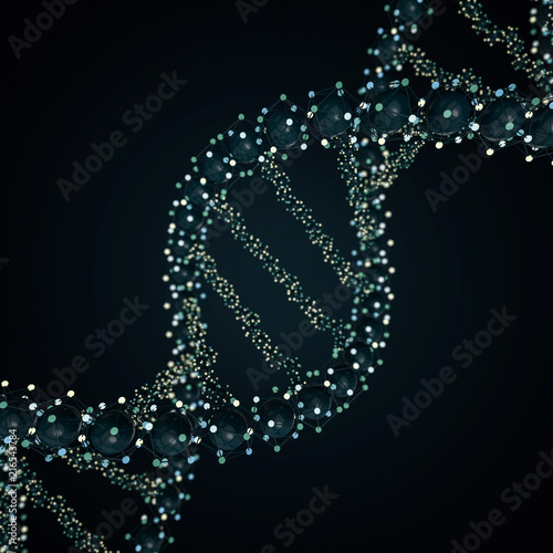 DNA chain. Abstract scientific background. 3D rendering