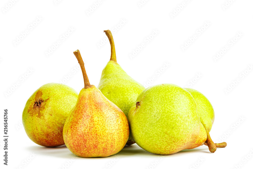 ripe pears on a white background
