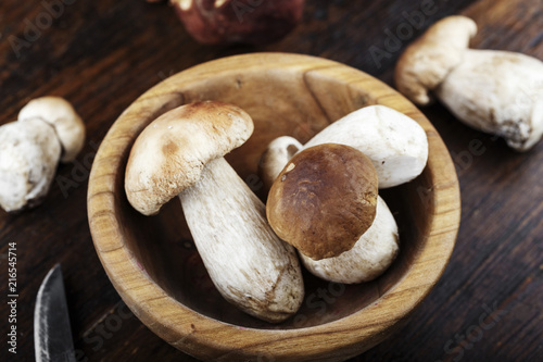 boletus on a wooden background