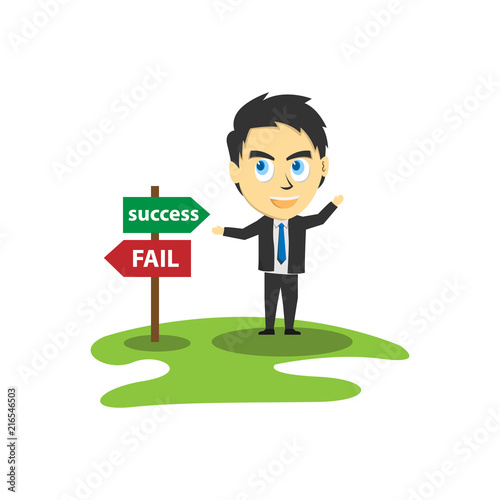 businessman choice success or fail way illustration