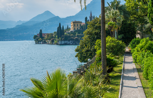 Fototapeta Naklejka Na Ścianę i Meble -  The beautiful Villa Monastero in Varenna on a sunny summer day. Lake Como, Lombardy, Italy.