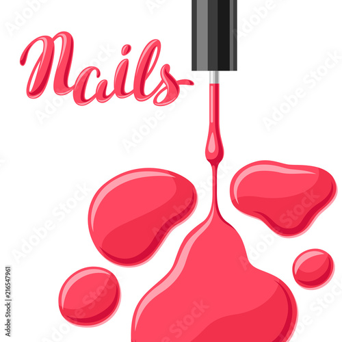 Drops of nail polish and brush.
