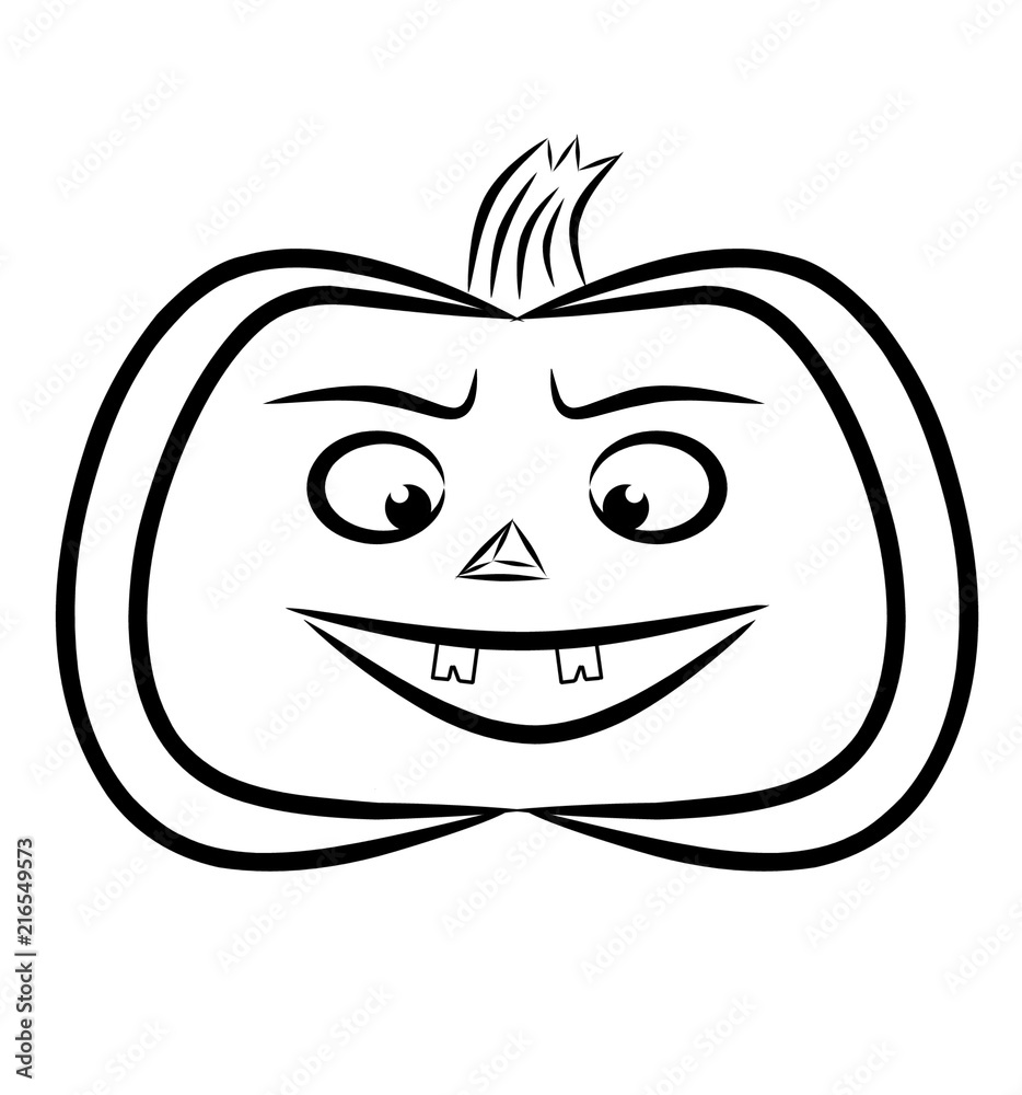 Jack pumpkin lantern is painted in black on white, 2D illustration. Jack pumpkin lantern is painted in black on white, 2D illustration.