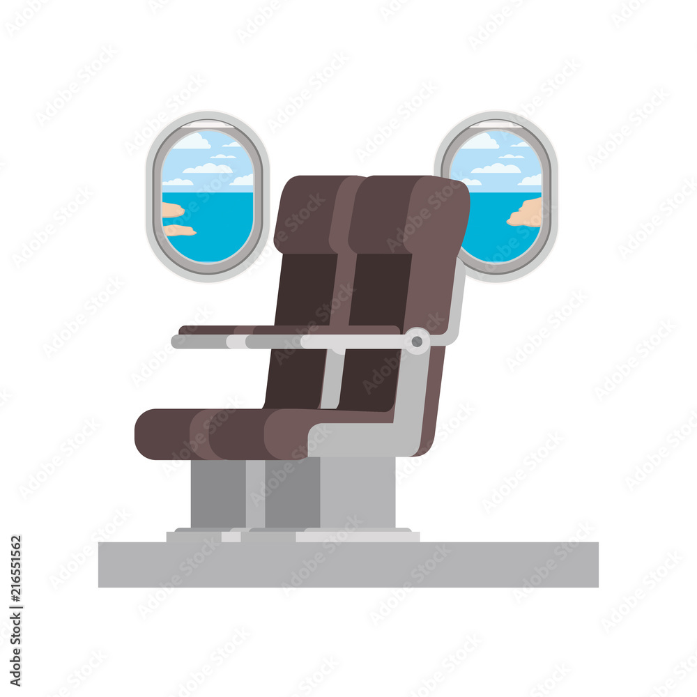 Fototapeta premium airplane chair with window vector illustration design