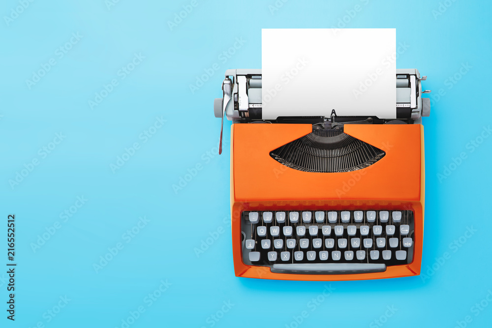 Old typewriter machine, top view. Stock Photo | Adobe Stock