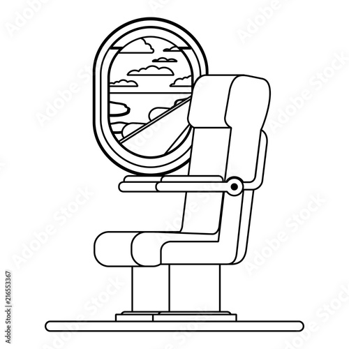 airplane chair with window vector illustration design