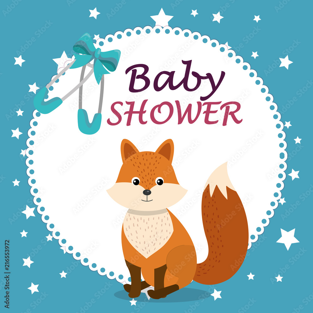 baby shower card with cute fox baby shower card with cute fox