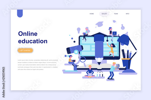 Landing page template of online education modern flat design concept. Learning and people concept. Conceptual flat vector illustration for web page, website and mobile website.