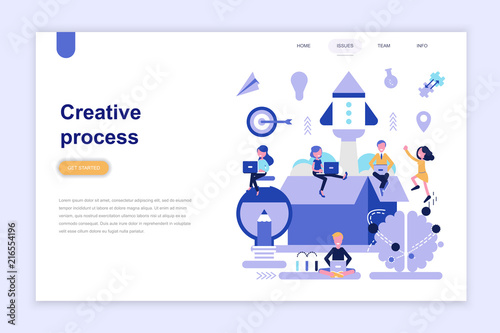 Landing page template of creative process modern flat design concept. Learning and people concept. Conceptual flat vector illustration for web page, website and mobile website.