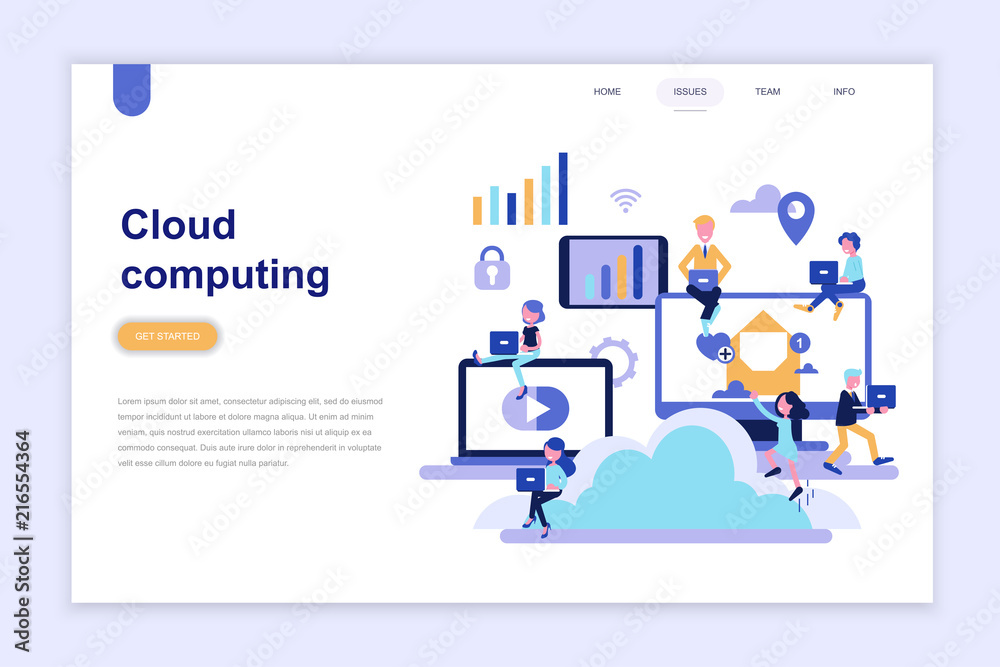 Landing page template of cloud computing modern flat design concept. Learning and people concept. Conceptual flat vector illustration for web page, website and mobile website.