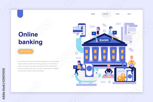 Landing page template of online banking modern flat design concept. Learning and people concept. Conceptual flat vector illustration for web page, website and mobile website.