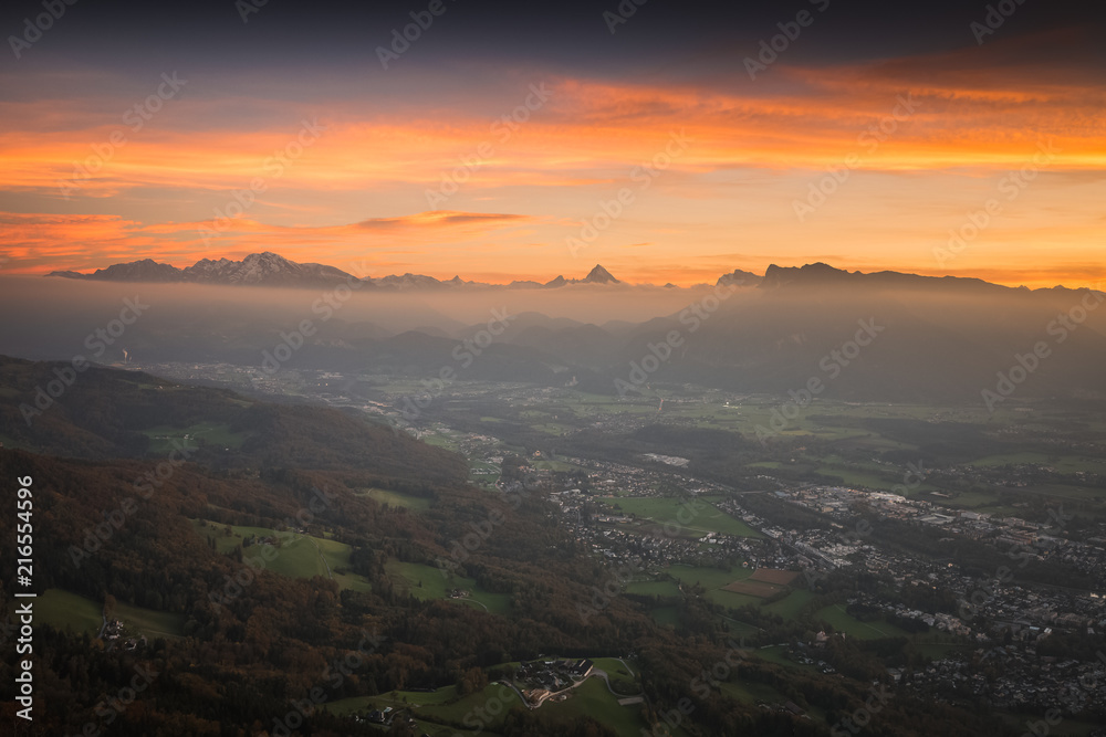 Stunning sunrise above Salzburg