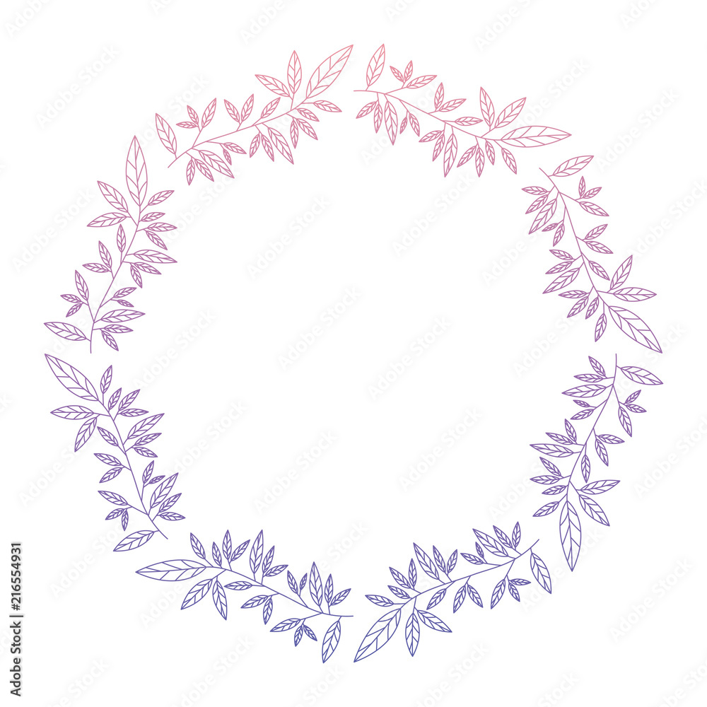 crown leafs circular frame frame vector illustration design