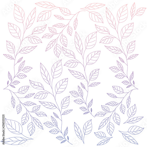 branches with leafs pattern background vector illustration design