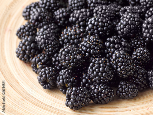 Closeup of fresh blackberry berries.