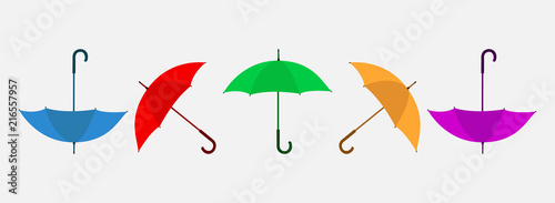 Set of Colorful umbrella illustration. Flat style vector EPS
