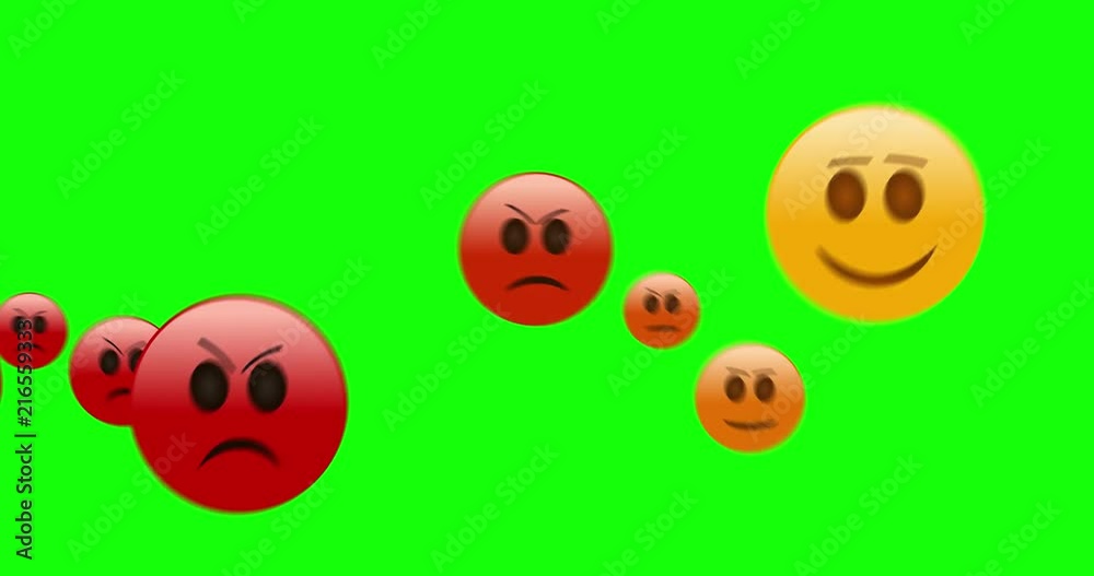 Angry Emojis bounces away on green screen Angry Emojis bounces away on green screen