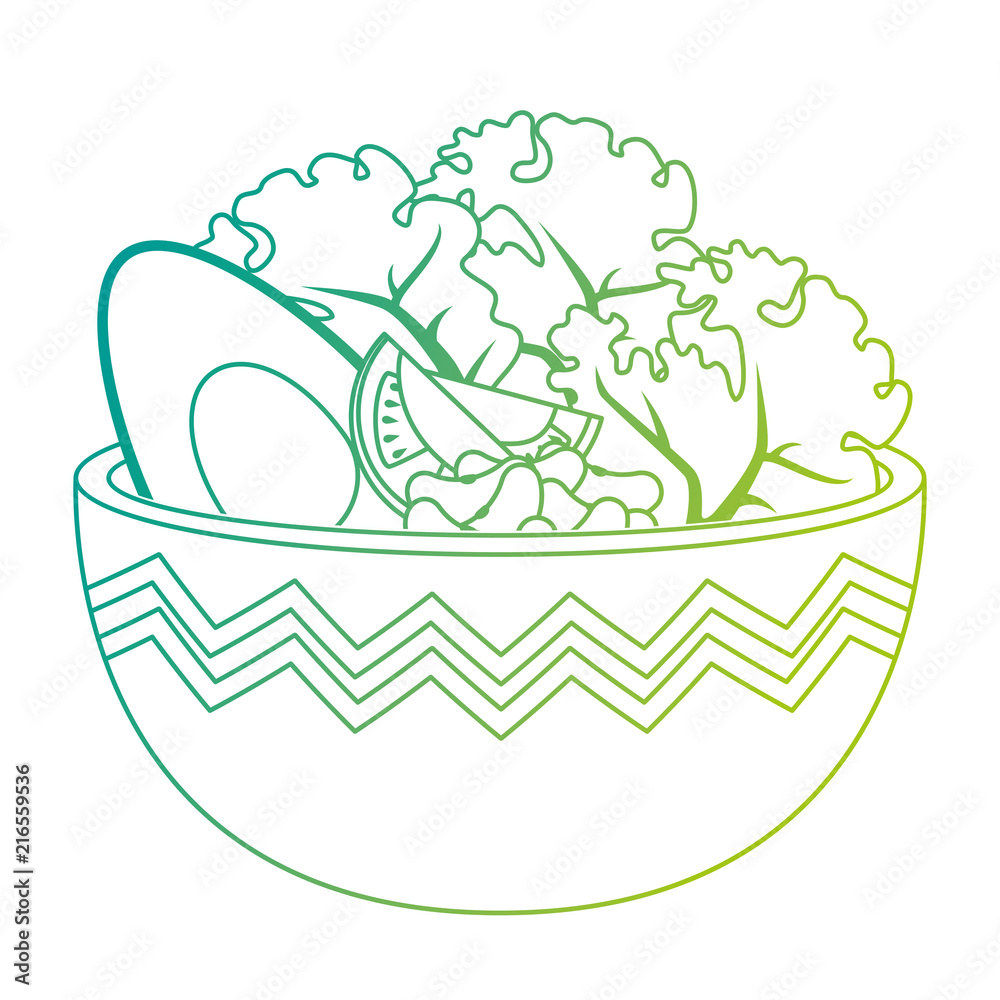 Fototapeta premium kitchen bowl with lettuce and avocados