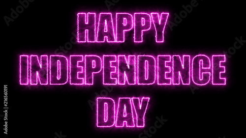 Happy independence day shiny bright text, 3d rendering backdrop, computer generating for holidays festive design